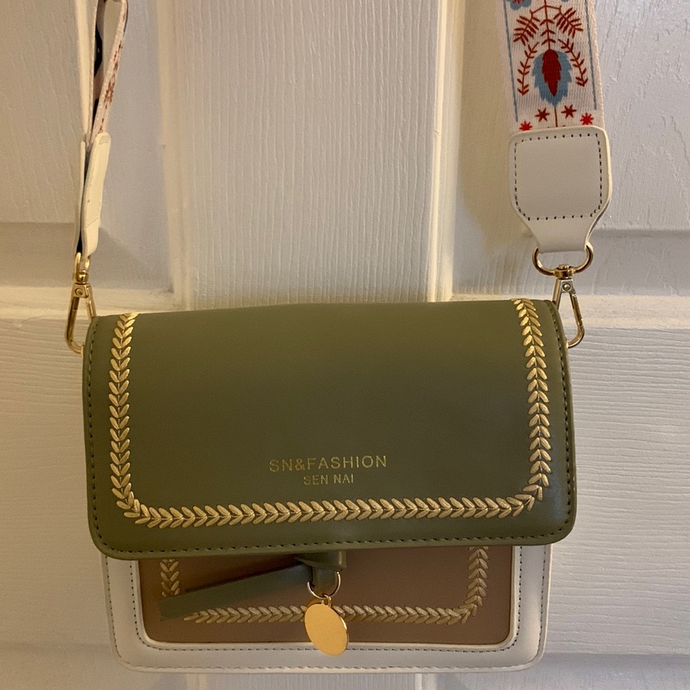 Crossbody bag SN&FASHION green brown and tan
